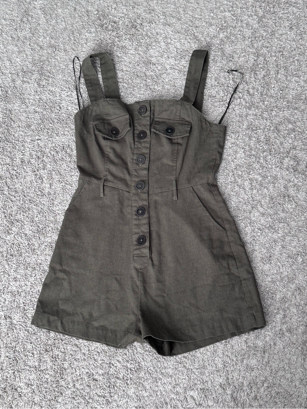 HYFVE Olive Utility Button-Front Romper